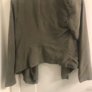 Sage green rustic high low blazer with pockets